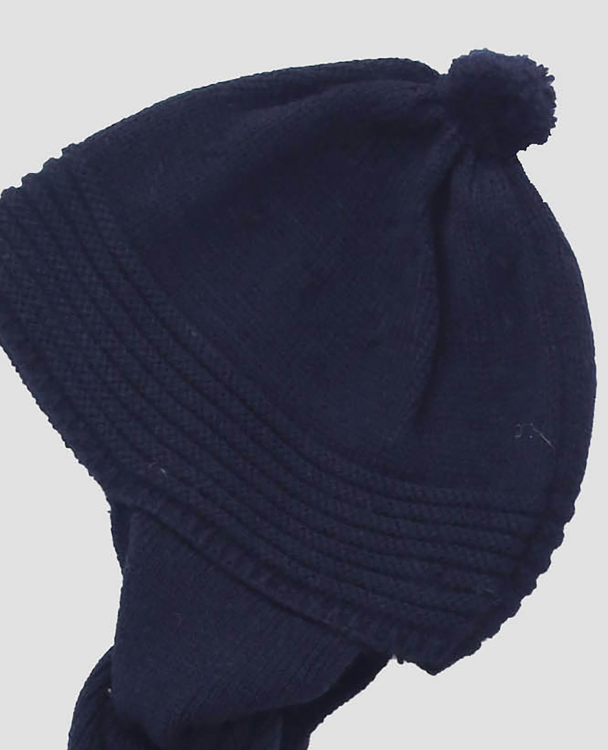 Gorro bufanda de punto con pompón para bebé niño - Foque - Azul marino Azul marino-2