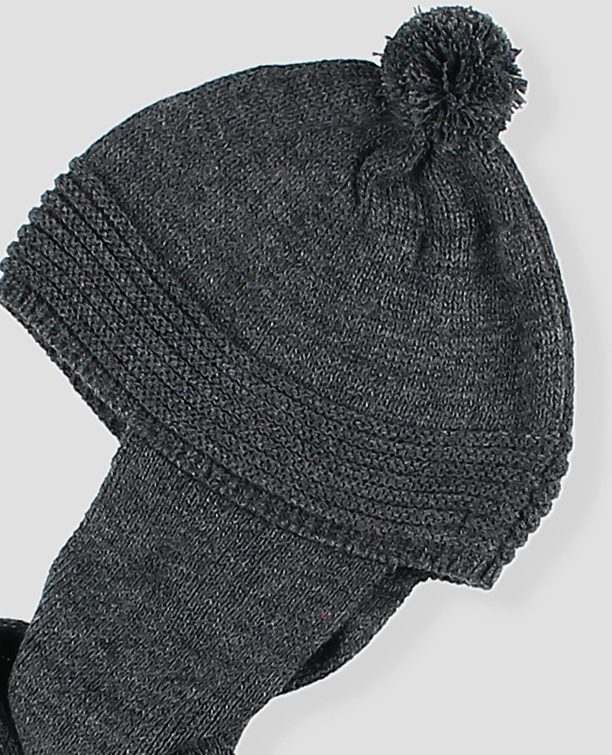 Gorro bufanda de punto con pompón para bebé niño - Foque - Gris oscuro Gris oscuro-2