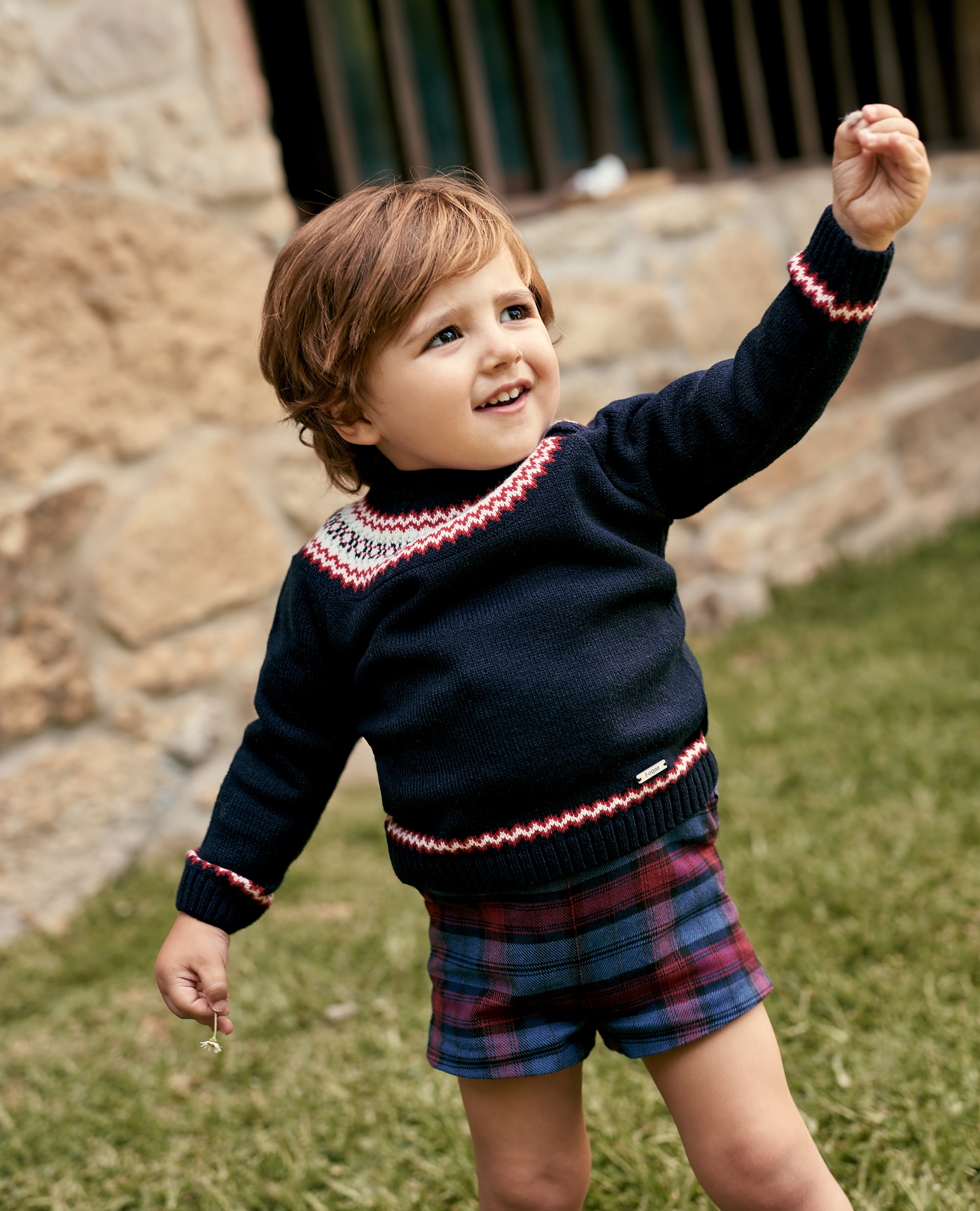 Jersey punto niño greca invierno - Foque - Azul marino Azul marino-1