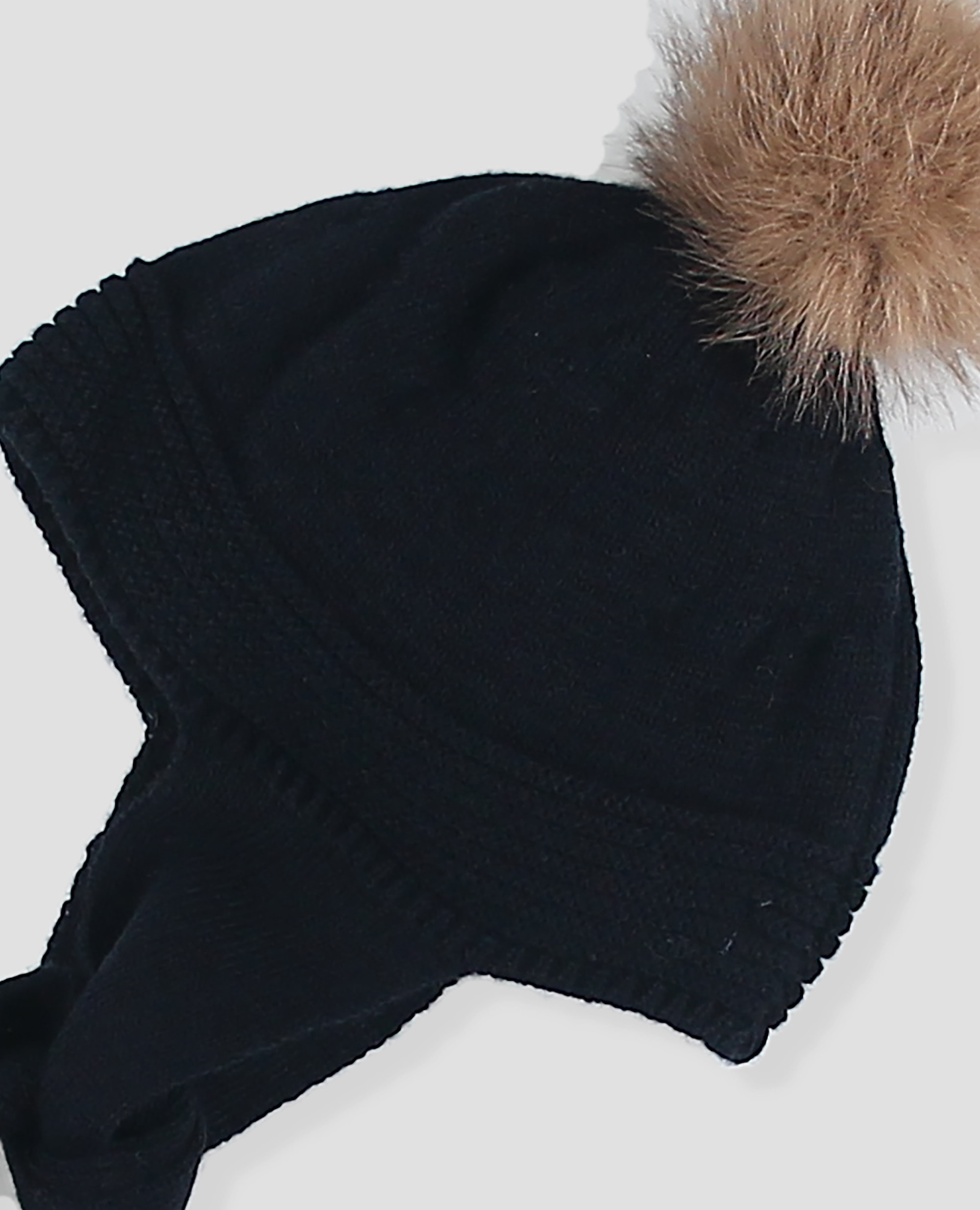 Gorro bufanda de punto con pompón de pelo para bebé - Foque - Azul marino Azul marino-2
