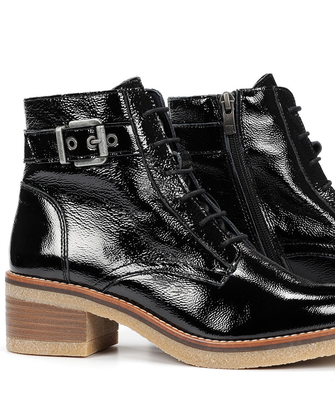 Botines de mujer fabricados en charol - Fluchos - Negro Negro-6