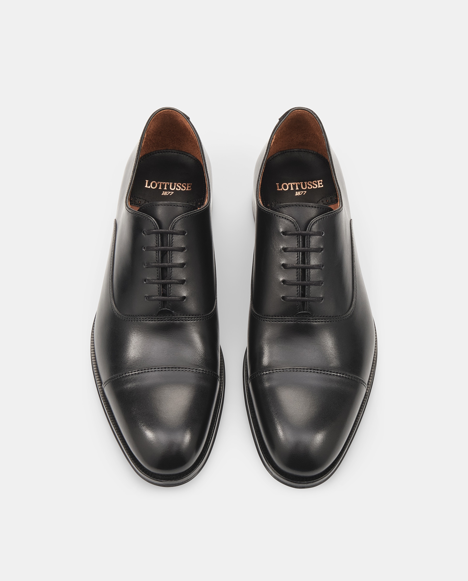 Zapatos oxford lenox de piel de vacuno de hombre - Lottusse - Negro Negro-6