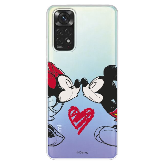 Funda Para Xiaomi redmi note 11 5g oficial de disney mickey y minnie beso transparente proteger tu