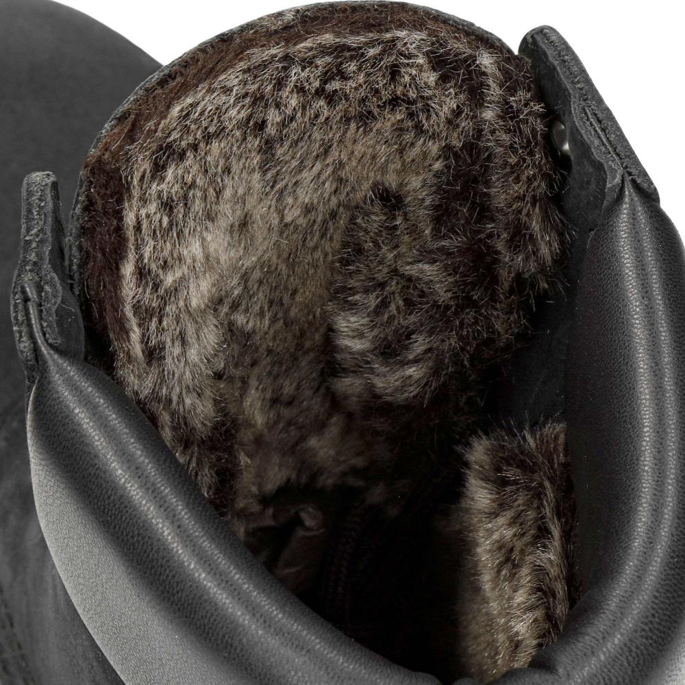 Imagen 5 de Botas militares en piel con forro de pelo sintético - Negro Negro