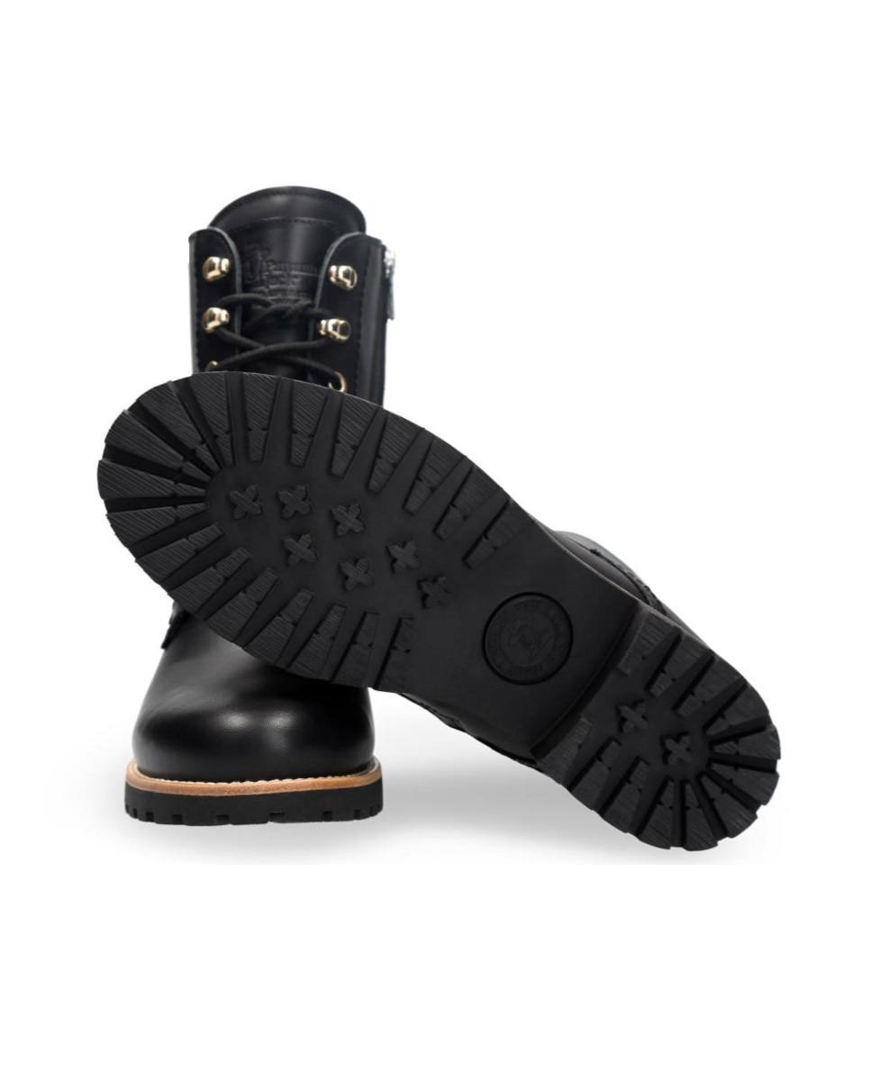 Imagen 6 de Botas militares en piel con forro de pelo natural - Negro Negro