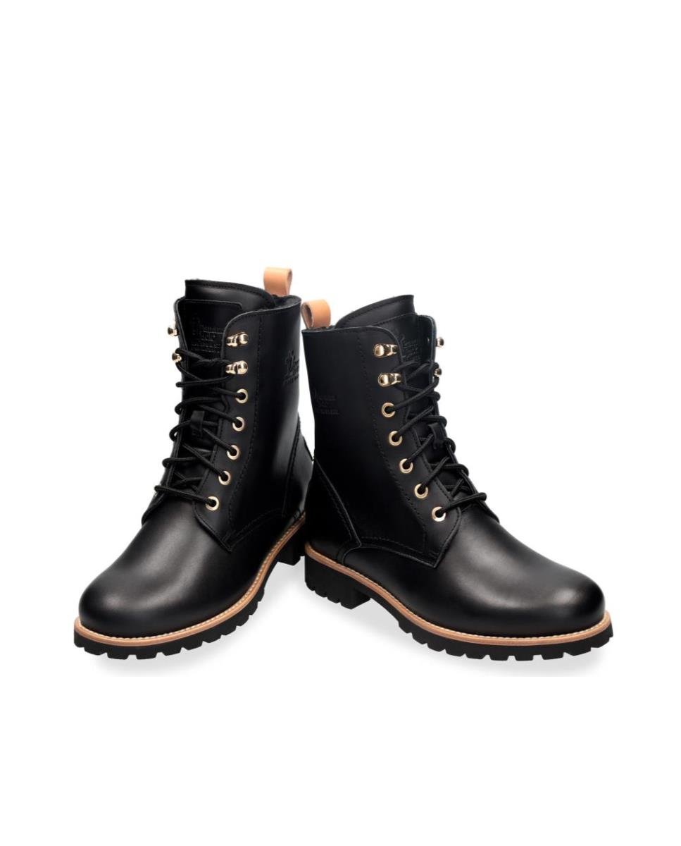 Imagen 2 de Botas militares en piel con forro de pelo natural - Negro Negro
