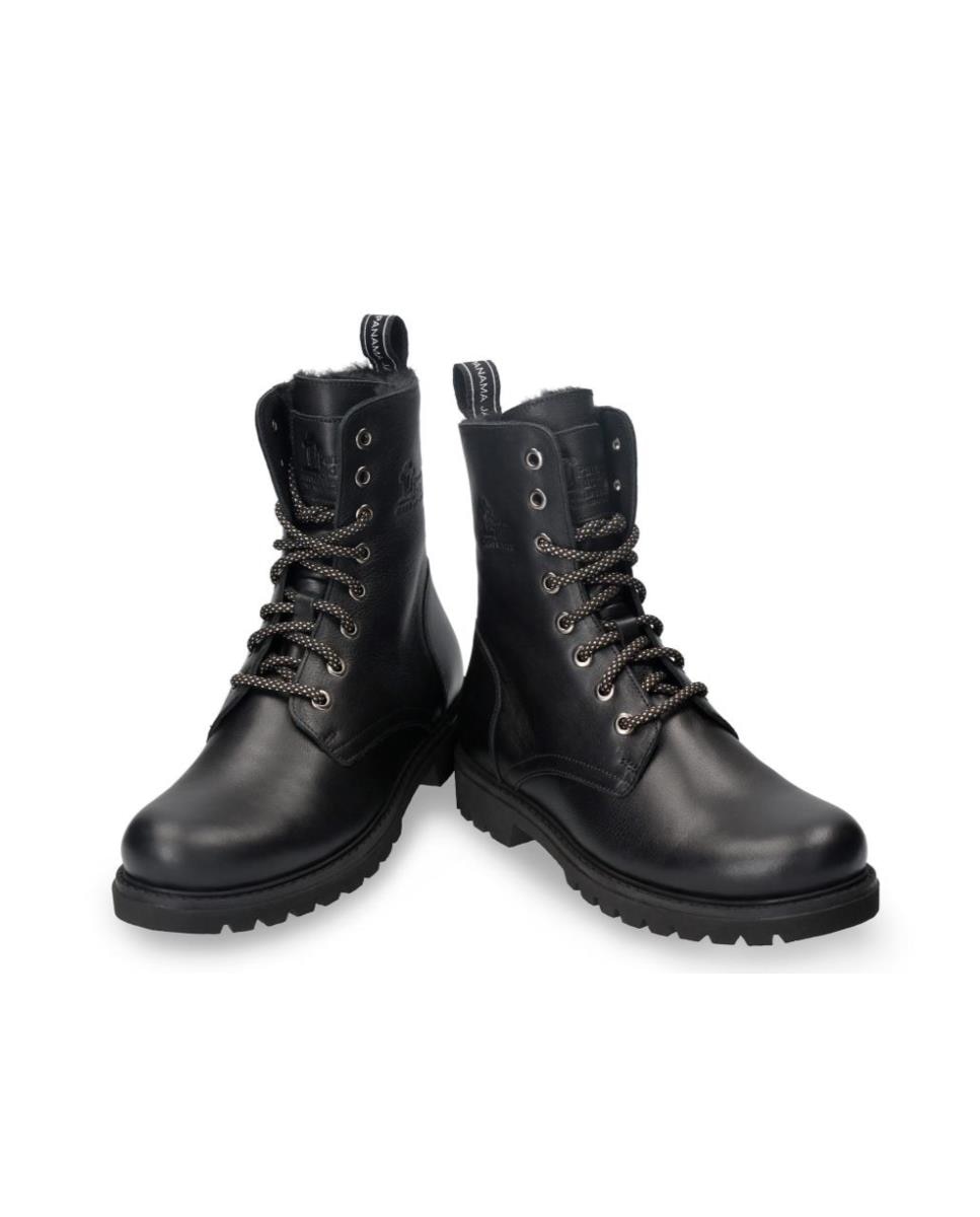 Imagen 5 de Botas militares en piel con forro de pelo sintético - Negro Negro