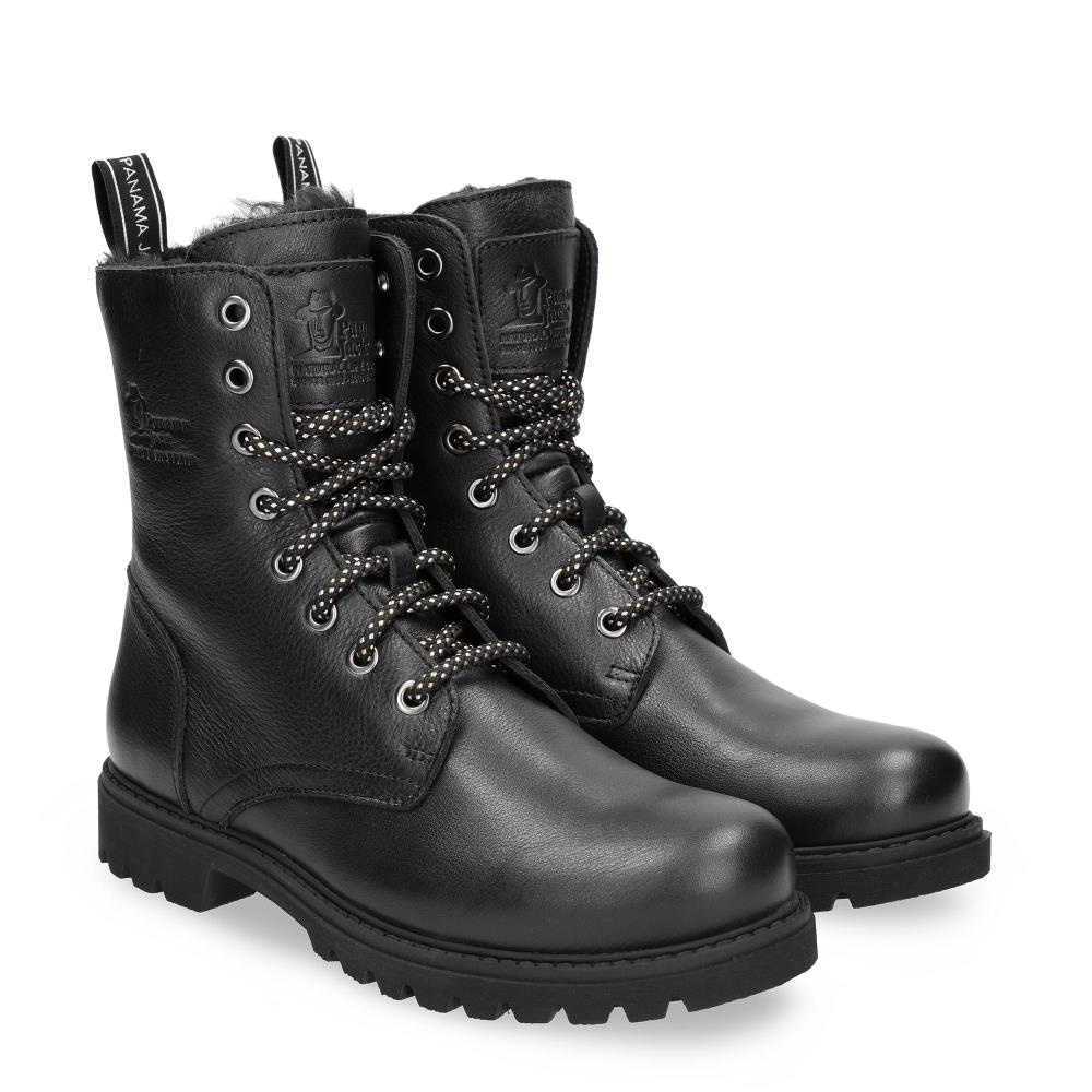 Imagen 6 de Botas militares en piel con forro de pelo sintético - Negro Negro