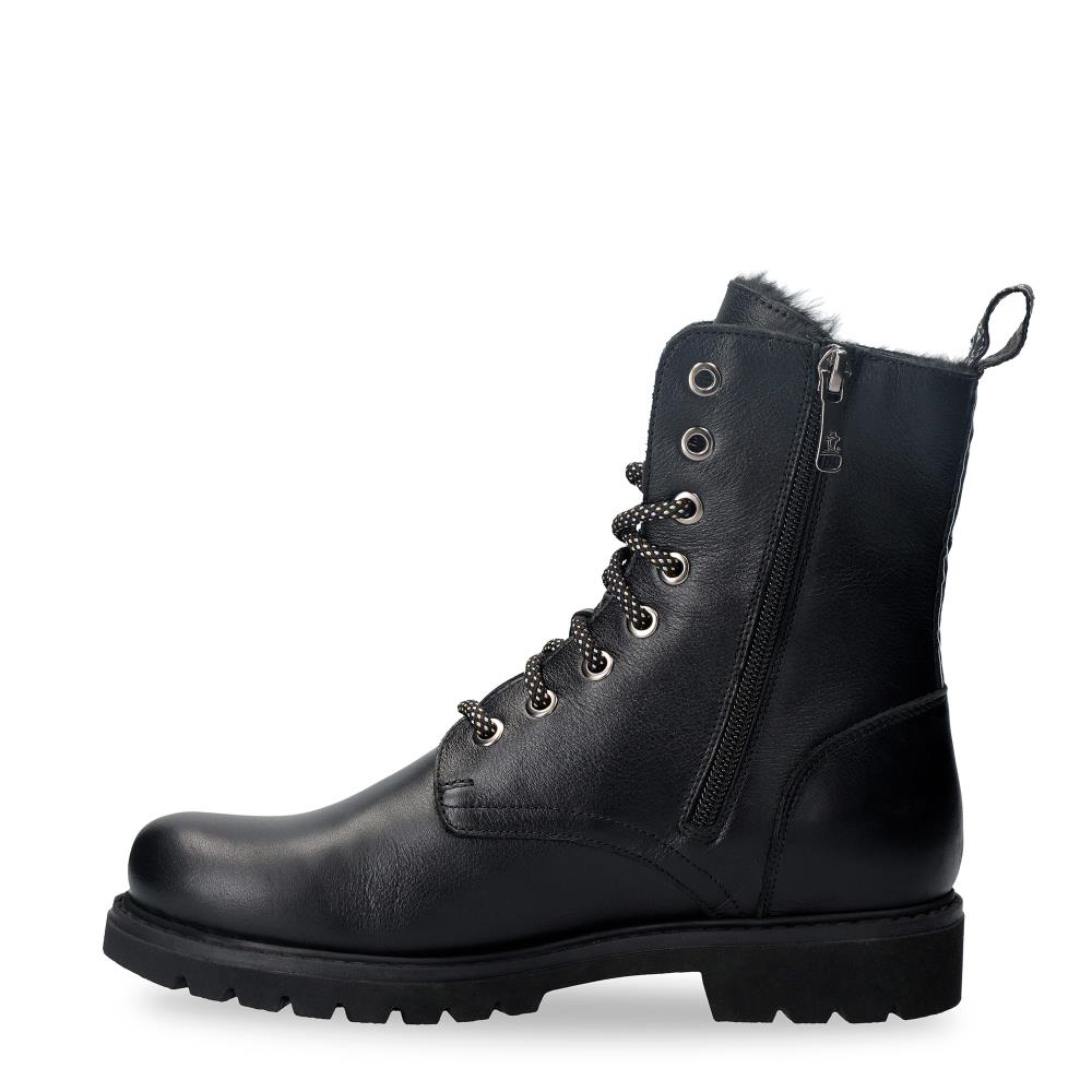 Imagen 7 de Botas militares en piel con forro de pelo sintético - Negro Negro