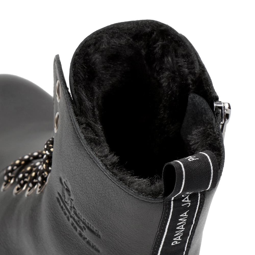 Botas militares en piel con forro de pelo natural - Negro Negro-5