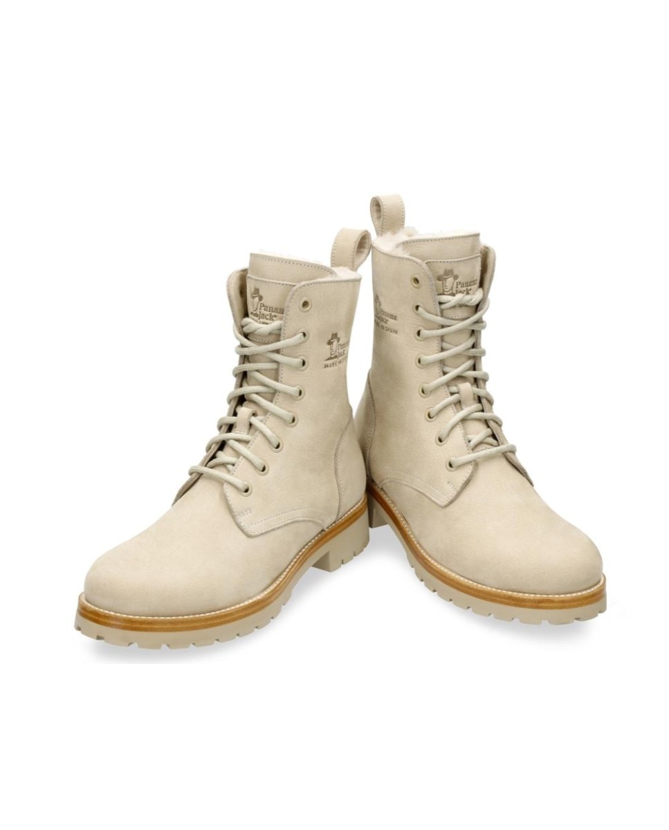 Imagen 3 de Botines Frisia de mujer en piel Waterproof con forro interior de pelo - Panama Jack - Crudo Crudo