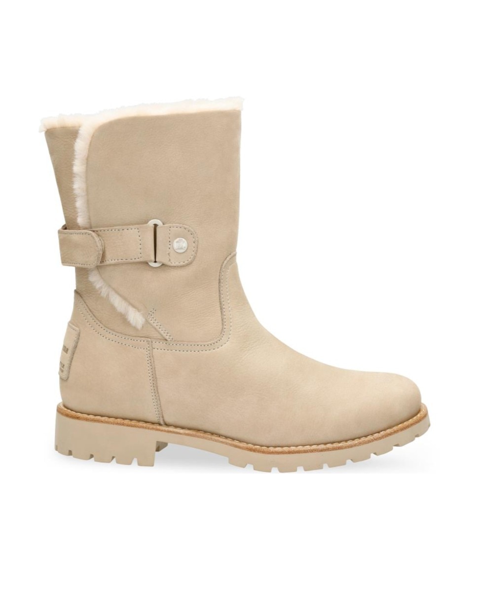 Botines Felia Trav de mujer en piel Waterproof con forro interior de pelo - Panama Jack - Crudo Crudo-1