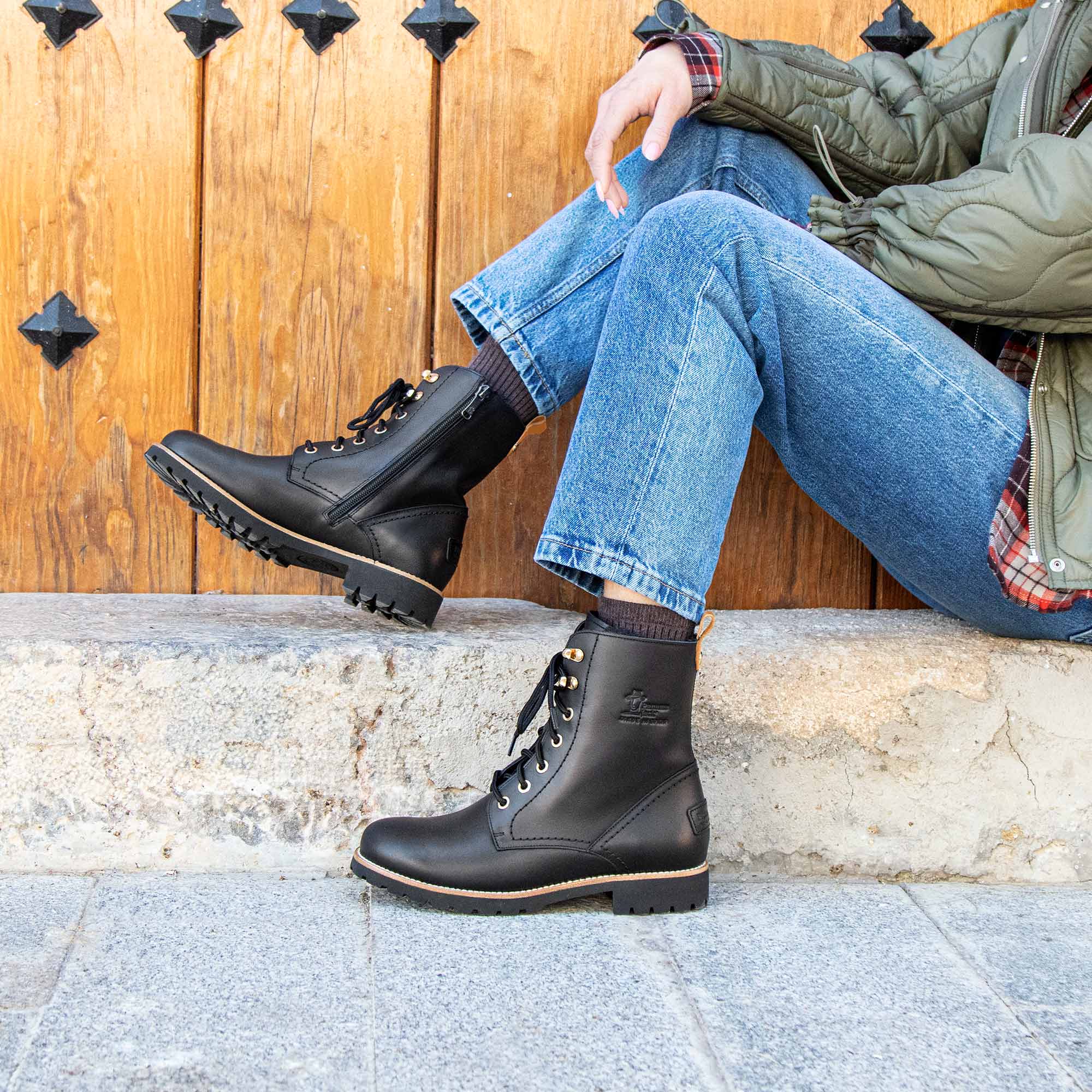 Botas militares en piel con forro de pelo sintético - Panama Jack - Negro Negro-3