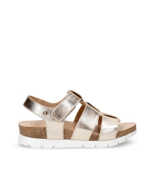 Imagen 0 de Sandalias de plataforma de mujer en piel en color oro