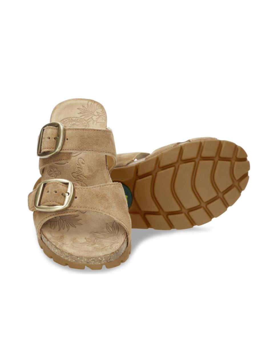 Panama Jack - Sandalias de pala de mujer en velour en color cuero.