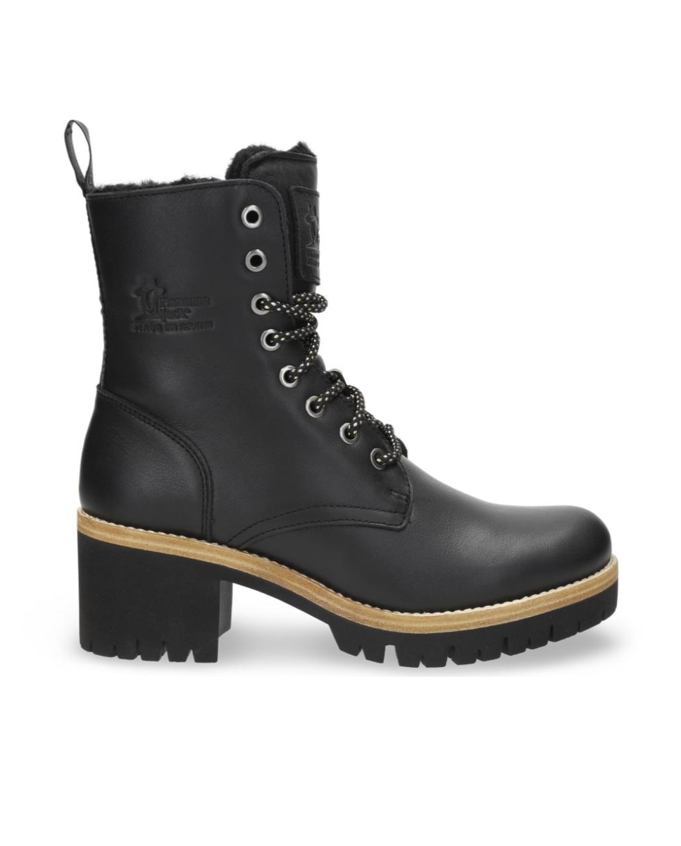 Imagen 1 de Botas militares en piel con forro de pelo natural Negro