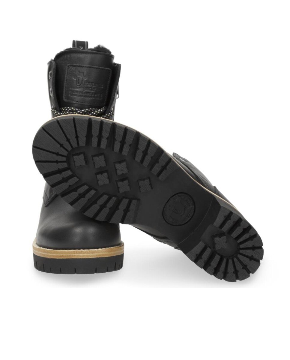 Imagen 4 de Botas militares en piel con forro de pelo natural - Panama Jack - Negro Negro