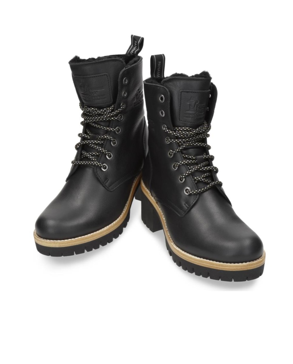 Imagen 3 de Botas militares en piel con forro de pelo natural - Panama Jack - Negro Negro