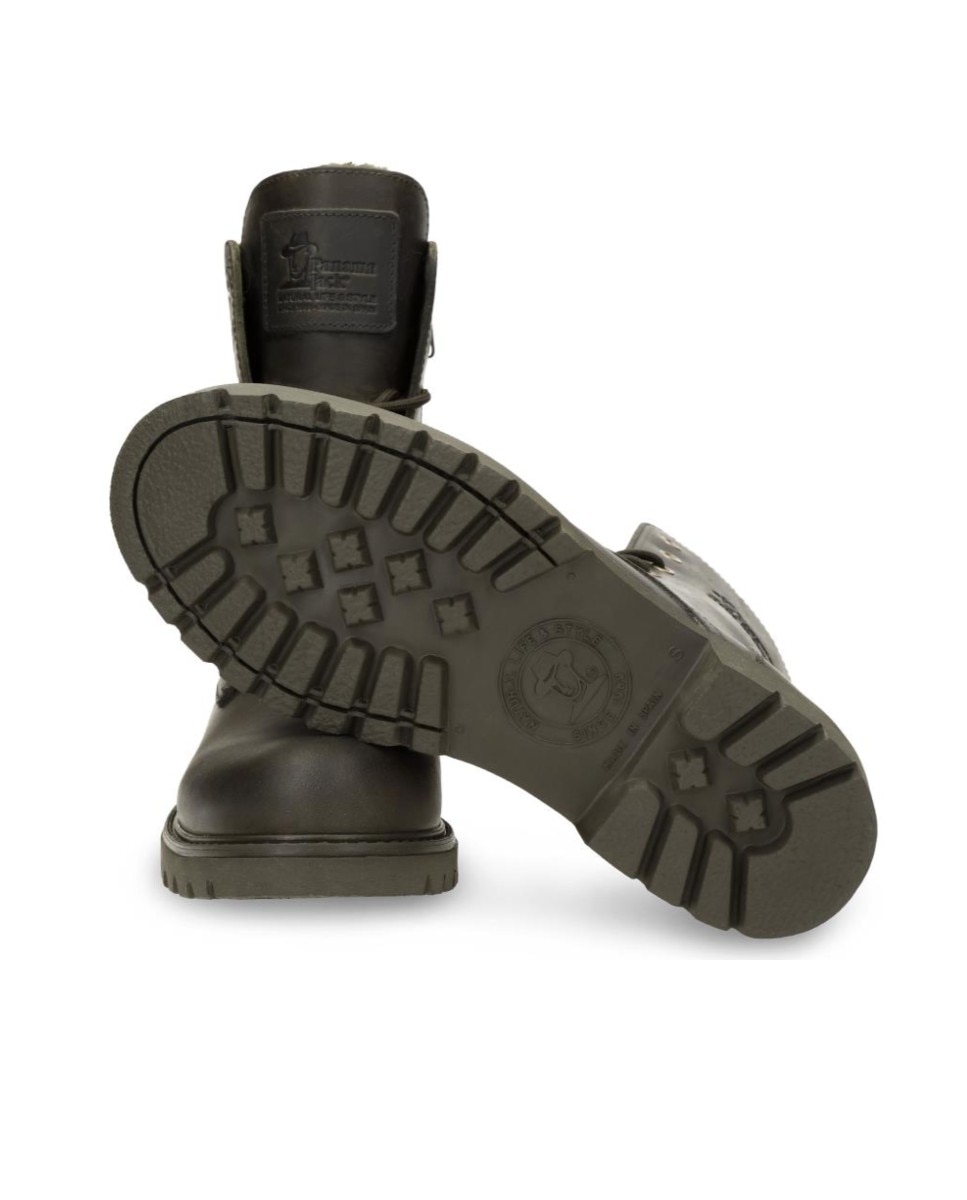 Botas militares en piel con forro de pelo sintético - Panama Jack - Kaki Kaki-4