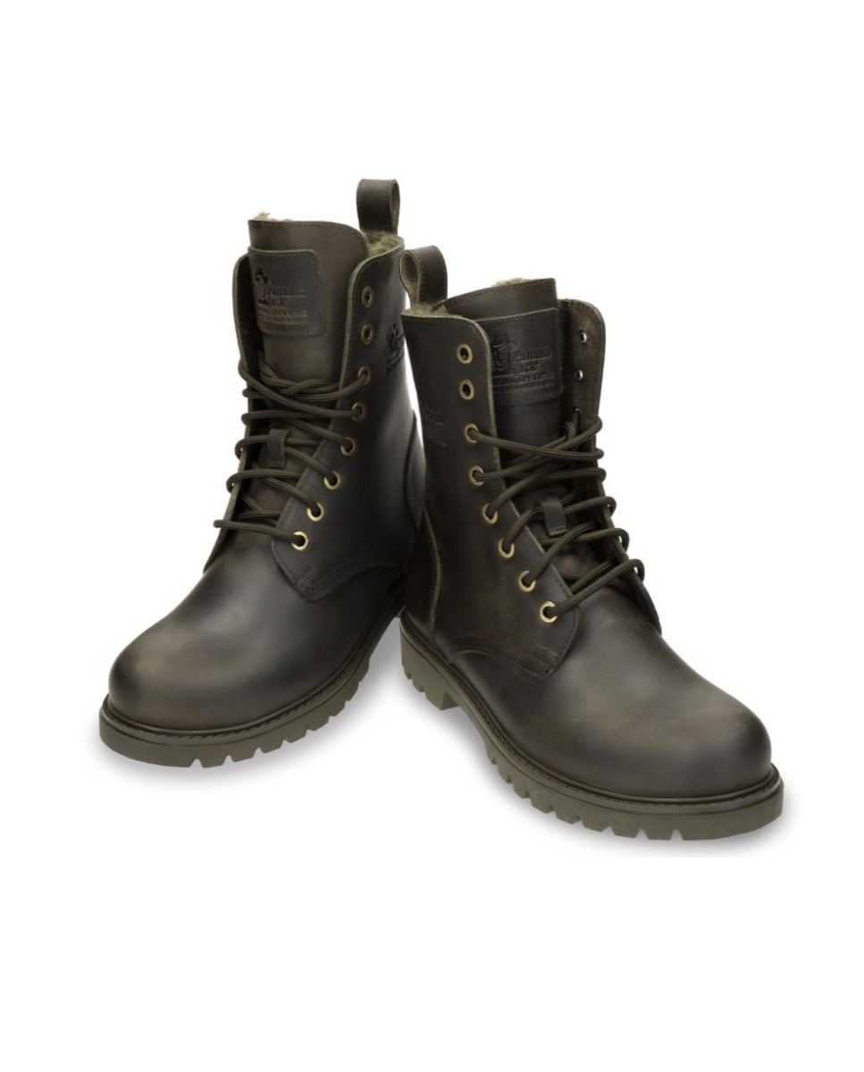 Botas militares en piel con forro de pelo sintético - Panama Jack - Kaki Kaki-3