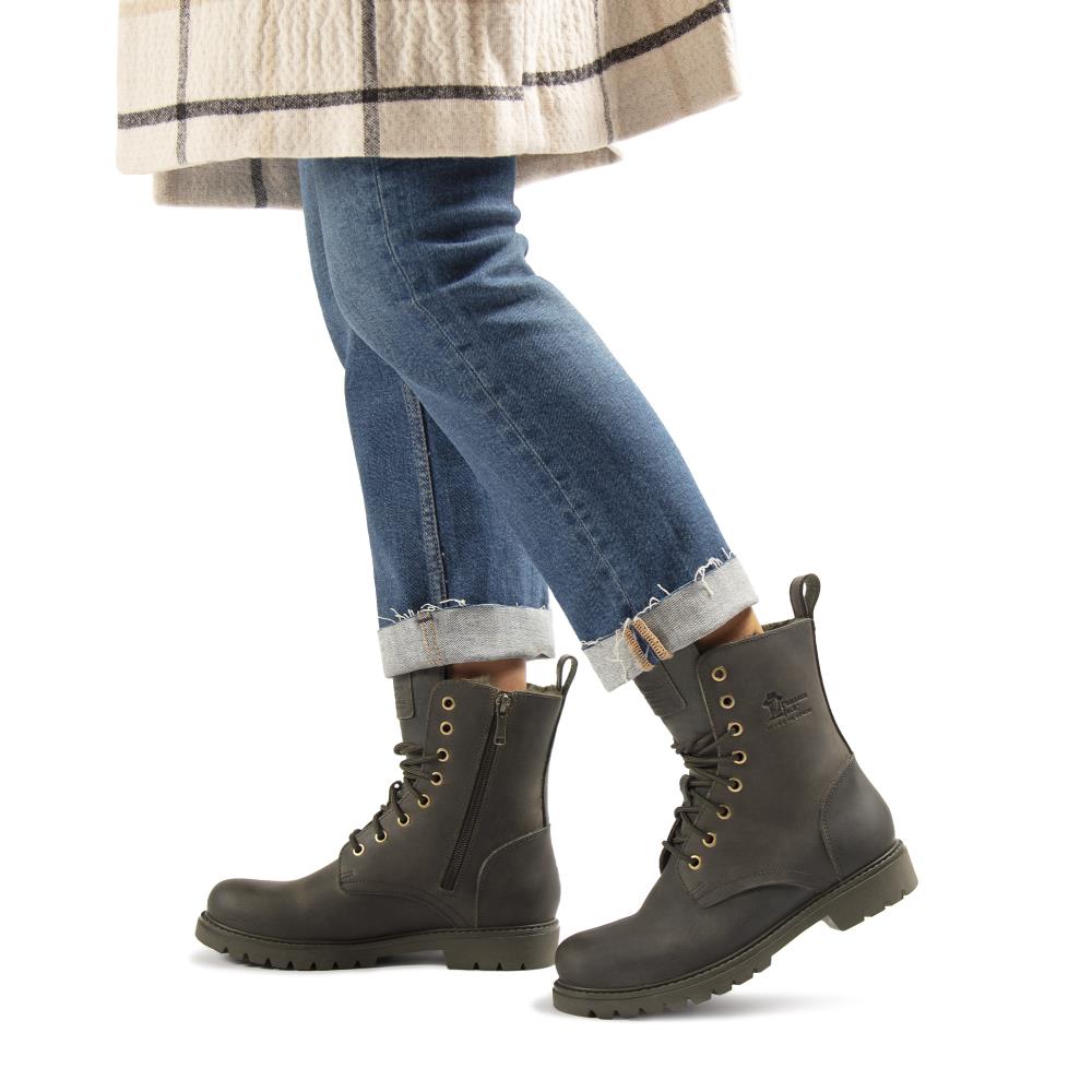 Botas militares en piel con forro de pelo sintético - Panama Jack - Kaki Kaki-2