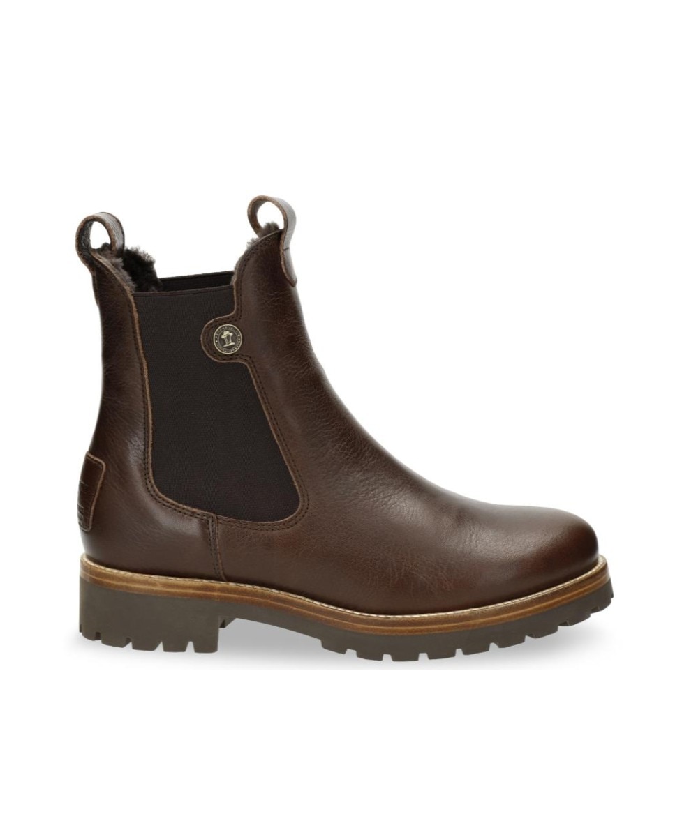 Botines chelsea en piel con forro de pelo natural - Panama Jack - Marrón oscuro Marrón oscuro-1