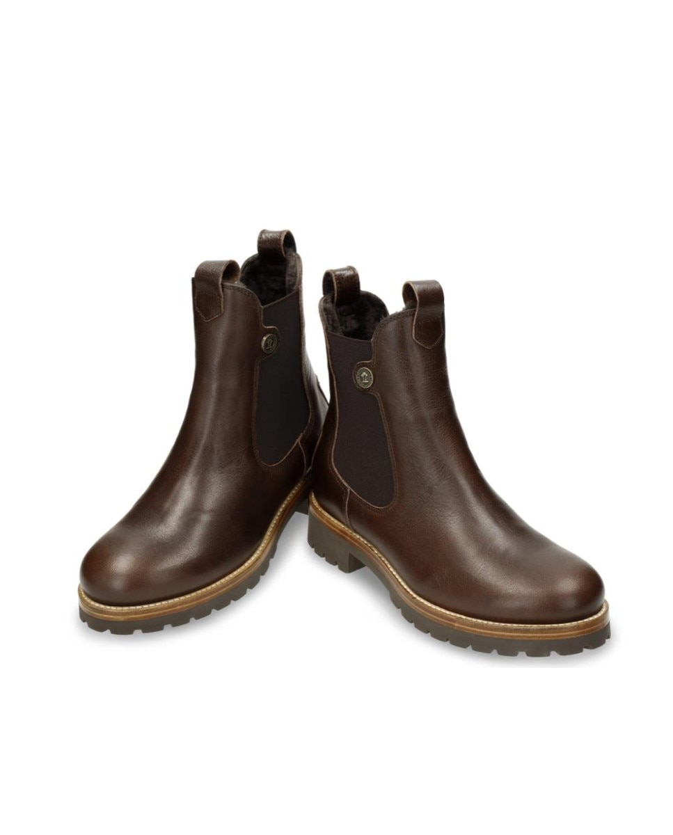 Botines chelsea en piel con forro de pelo natural - Panama Jack - Marrón oscuro Marrón oscuro-3