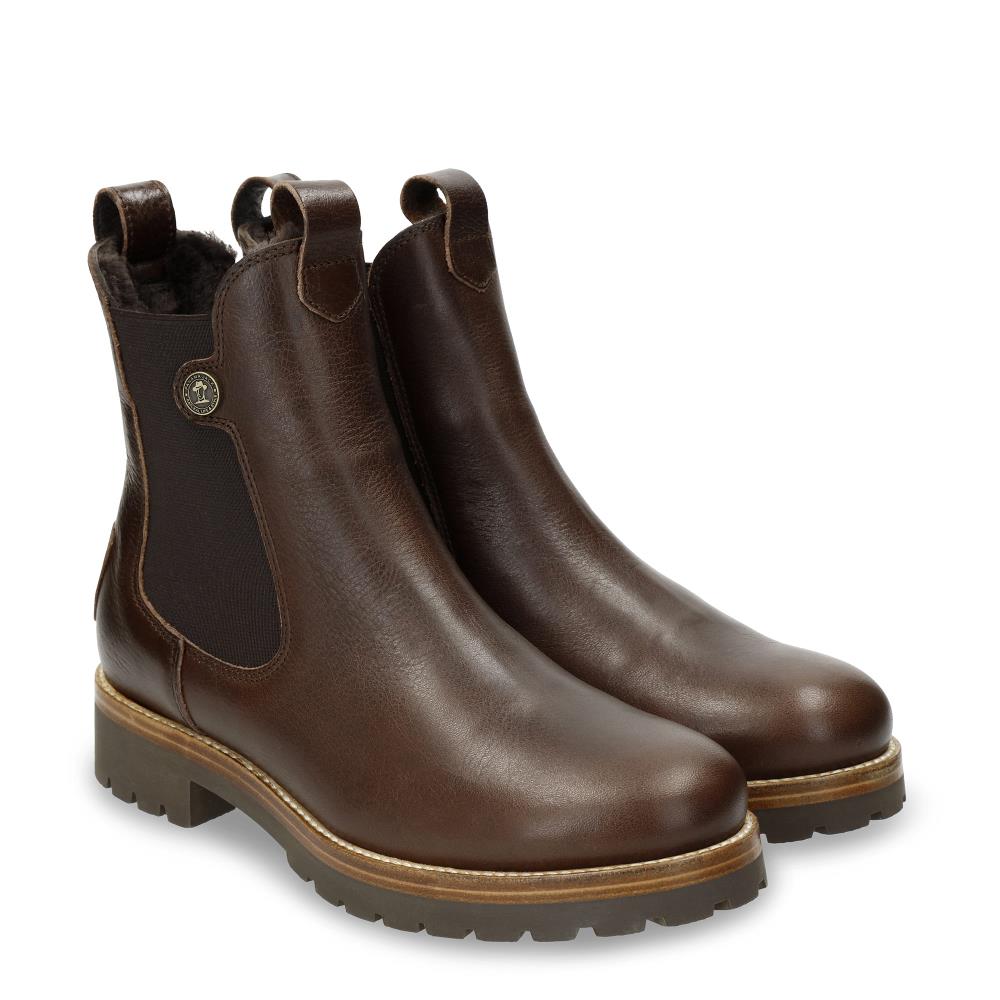 Botines chelsea en piel con forro de pelo natural - Panama Jack - Marrón oscuro Marrón oscuro-6