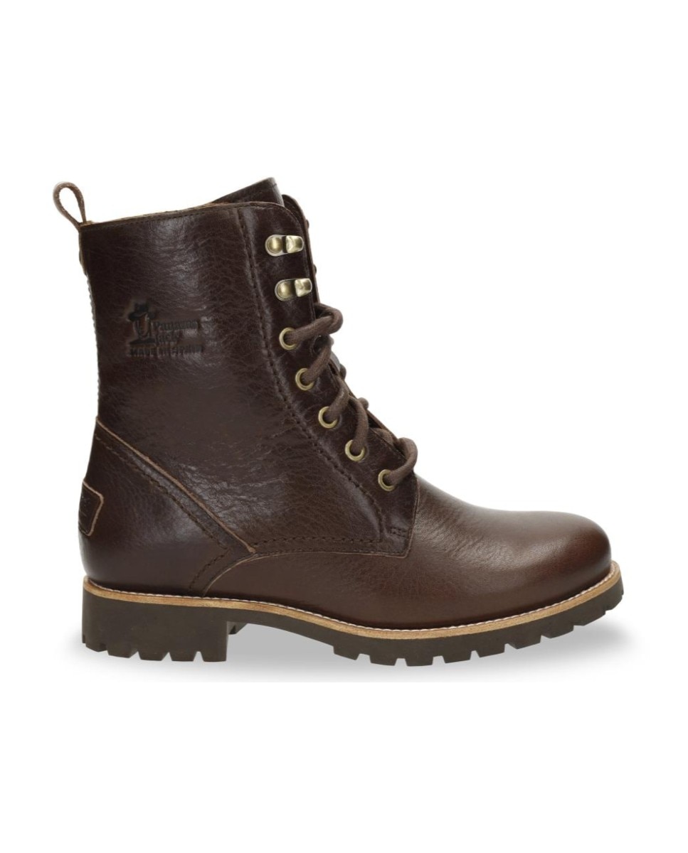 Imagen 1 de Botas militares en piel con forro de pelo natural - Marrón oscuro Marrón oscuro