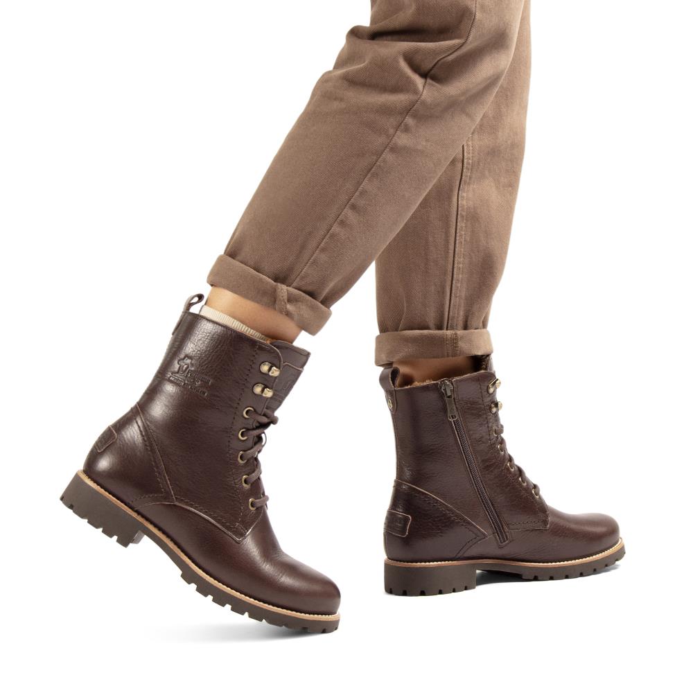 Imagen 2 de Botas militares en piel con forro de pelo natural - Marrón oscuro Marrón oscuro