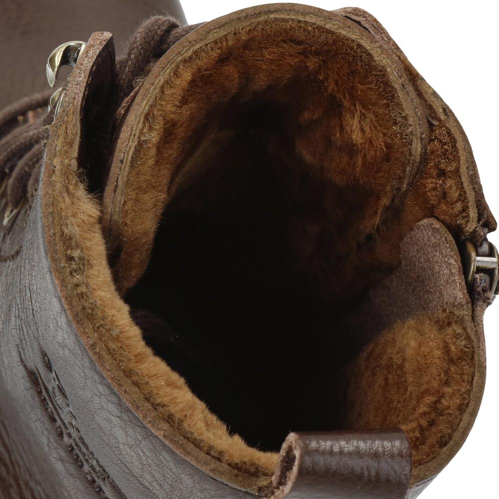 Imagen 5 de Botas militares en piel con forro de pelo natural - Marrón oscuro Marrón oscuro