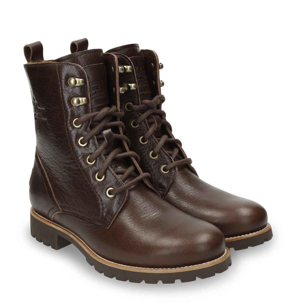 Imagen 6 de Botas militares en piel con forro de pelo natural - Marrón oscuro Marrón oscuro