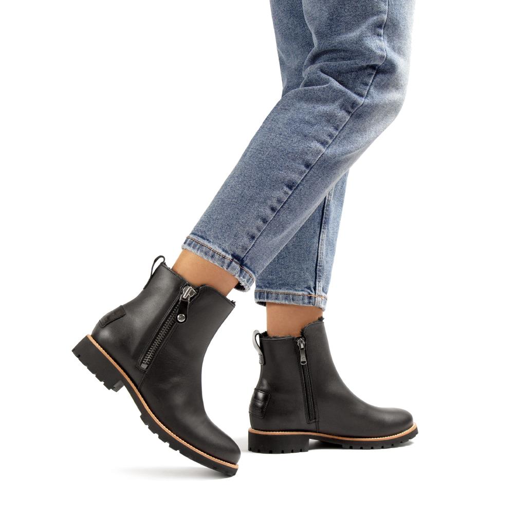 Botas de mujer en piel con forro de pelo sintético - Panama Jack - Negro Negro-2