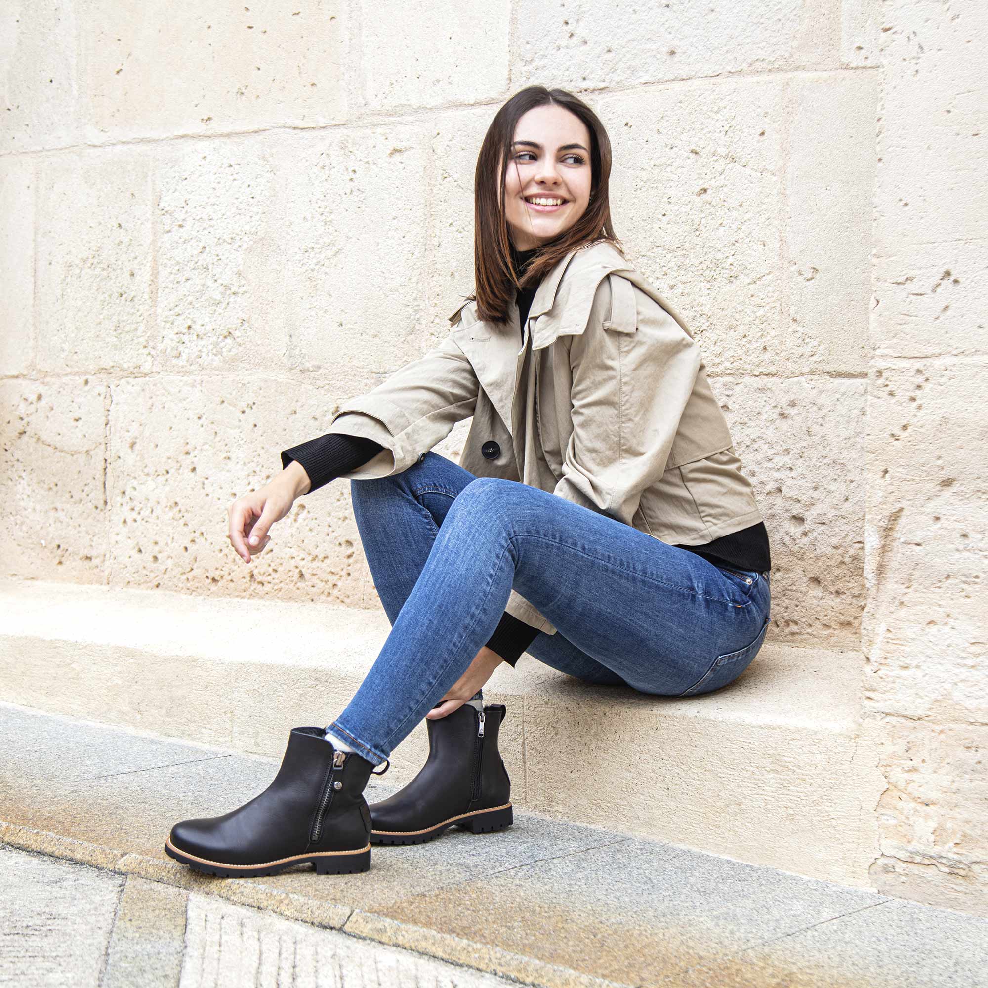 Botas de mujer en piel con forro de pelo sintético - Panama Jack - Negro Negro-3