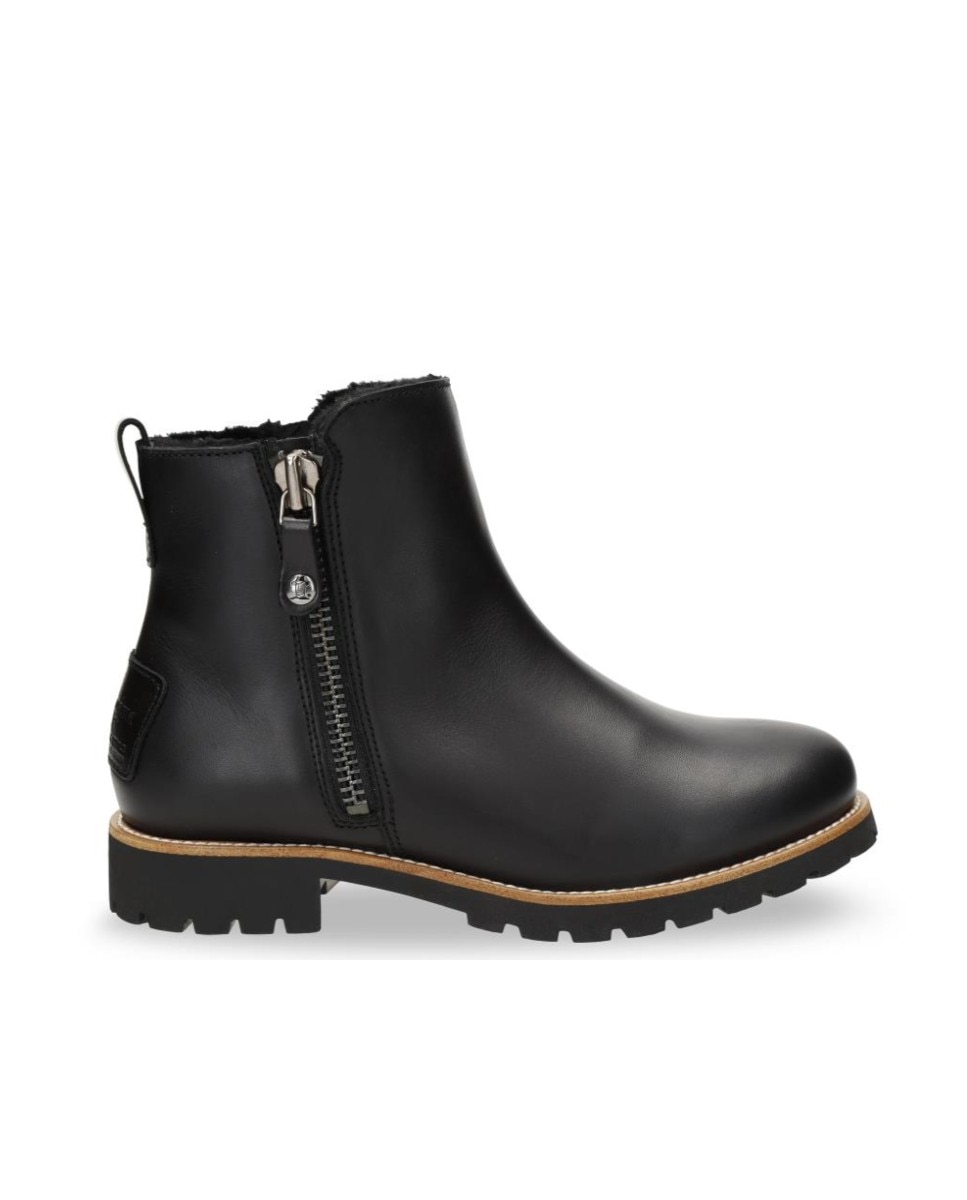 Imagen 0 de Botines biker en piel con forro de pelo natural Negro
