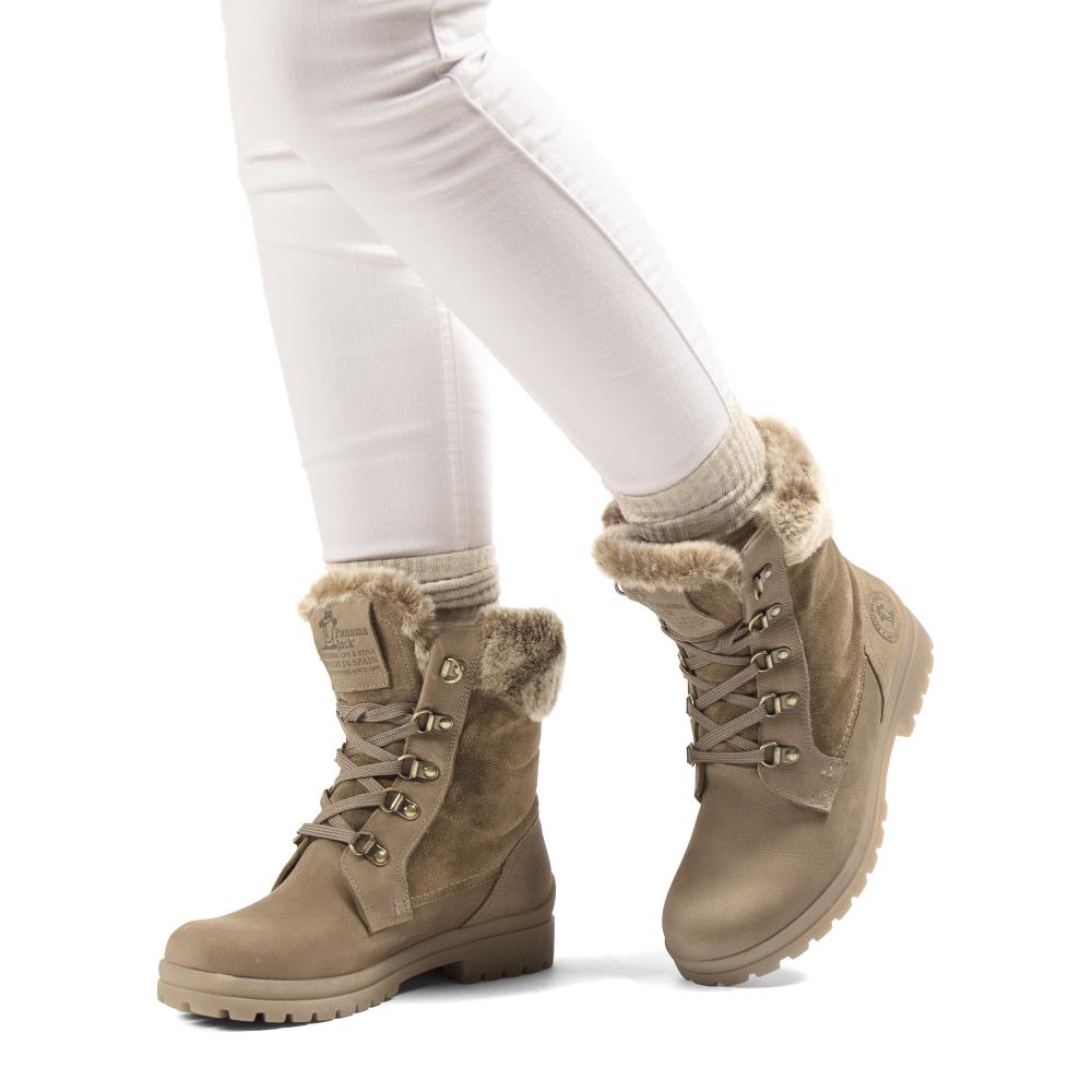 Botas militares en piel con forro de goretex - Panama Jack - Beige Beige-2