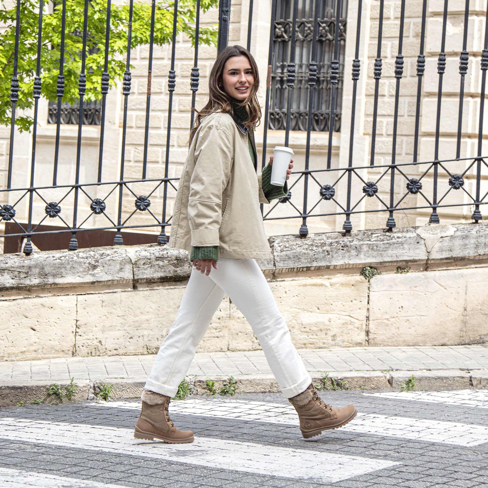 Botas militares en piel con forro de goretex - Panama Jack - Beige Beige-3