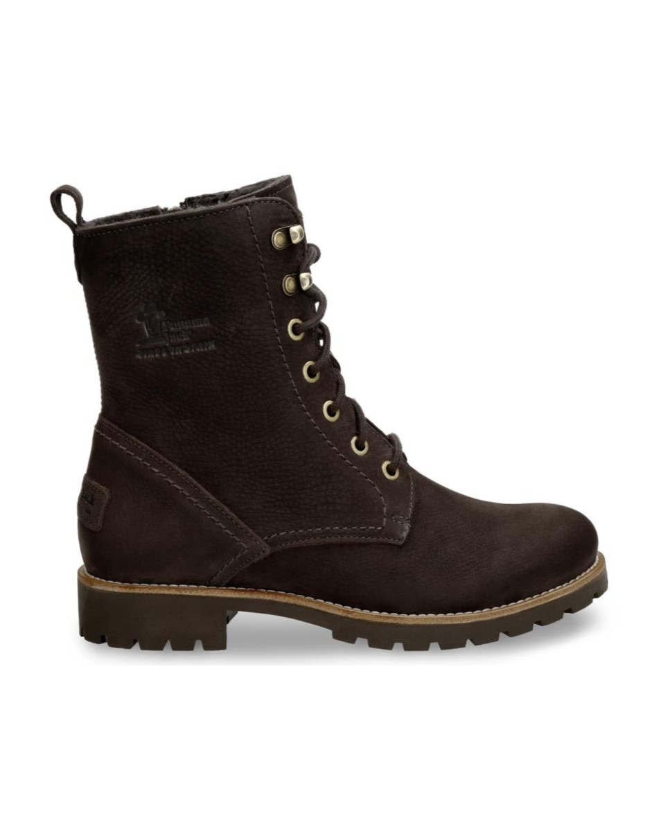 Imagen 0 de Botas militares en piel con forro de pelo natural Marrón oscuro