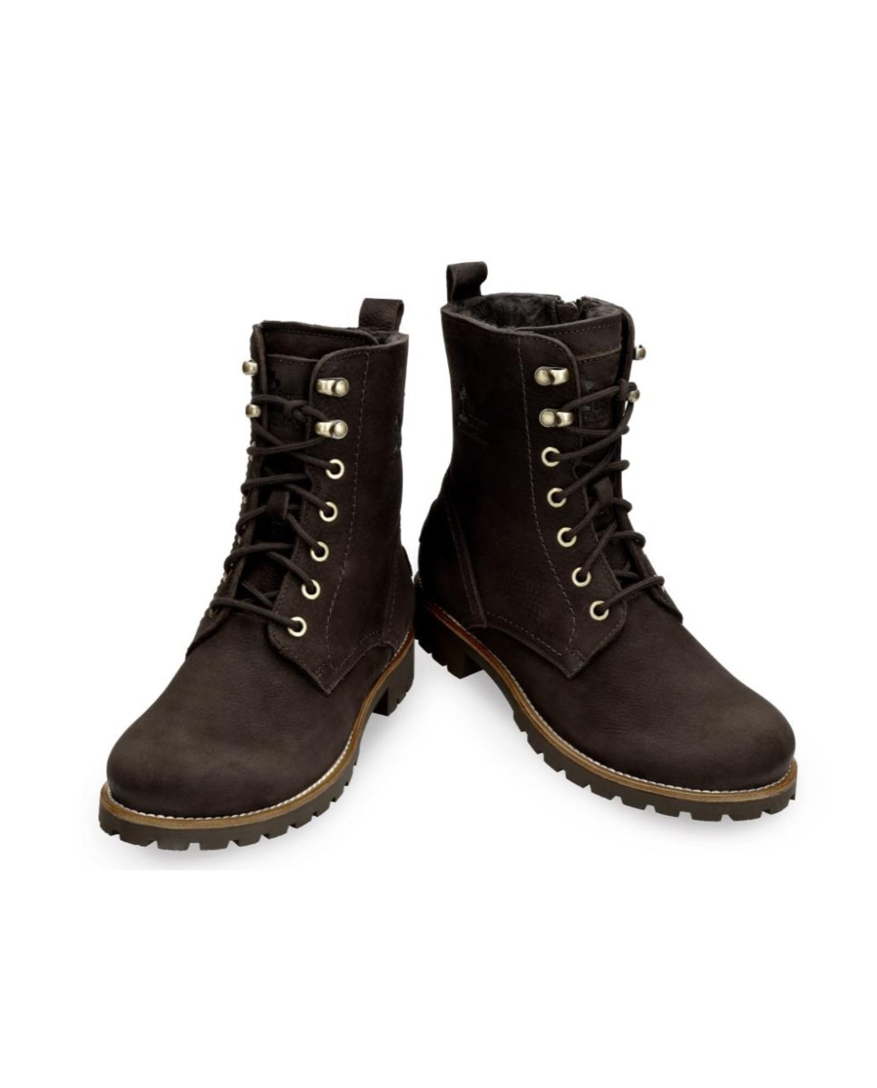 Botas militares en piel con forro de pelo natural - Panama Jack - Marrón oscuro Marrón oscuro-3