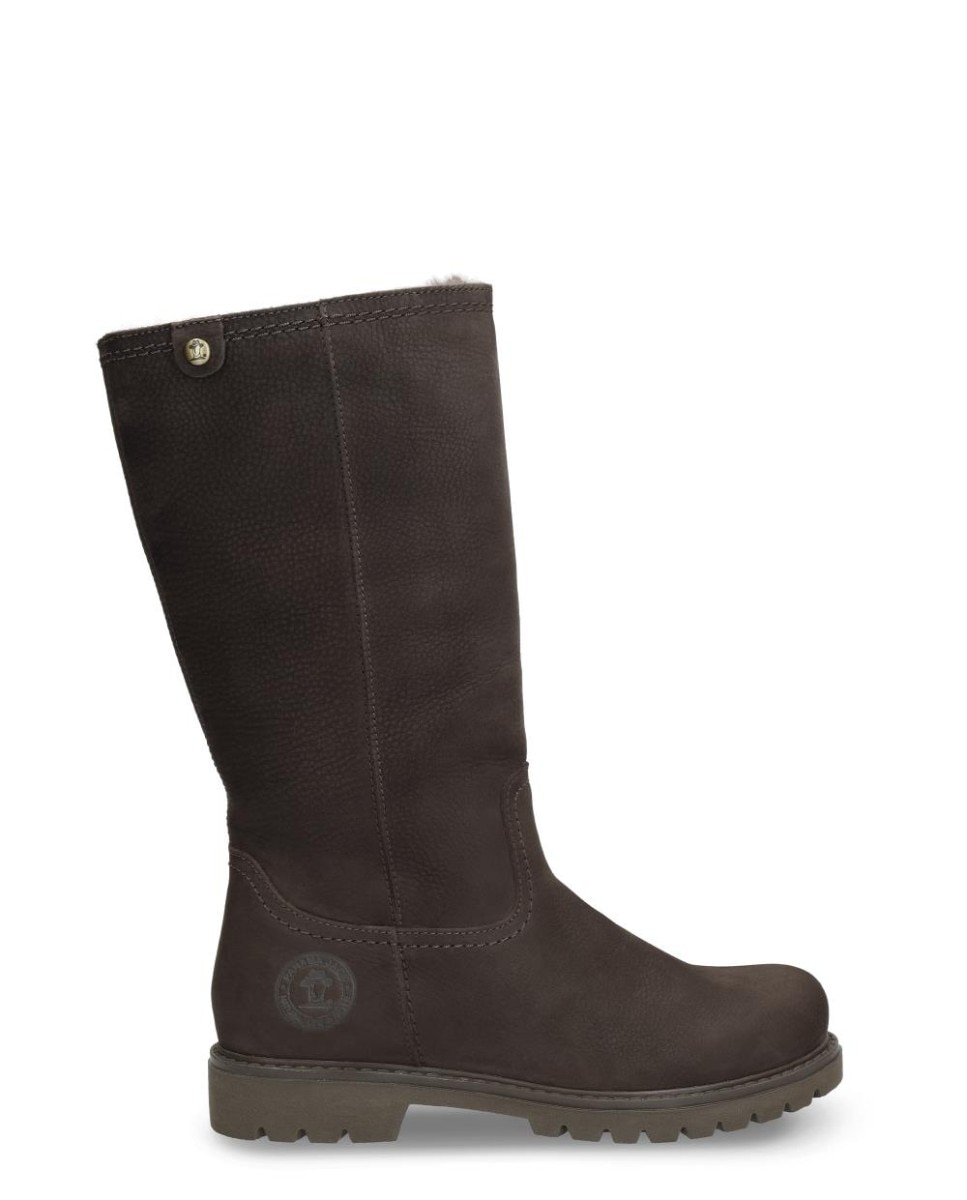 Imagen 0 de Botas en piel con forro de pelo sintético Marrón oscuro