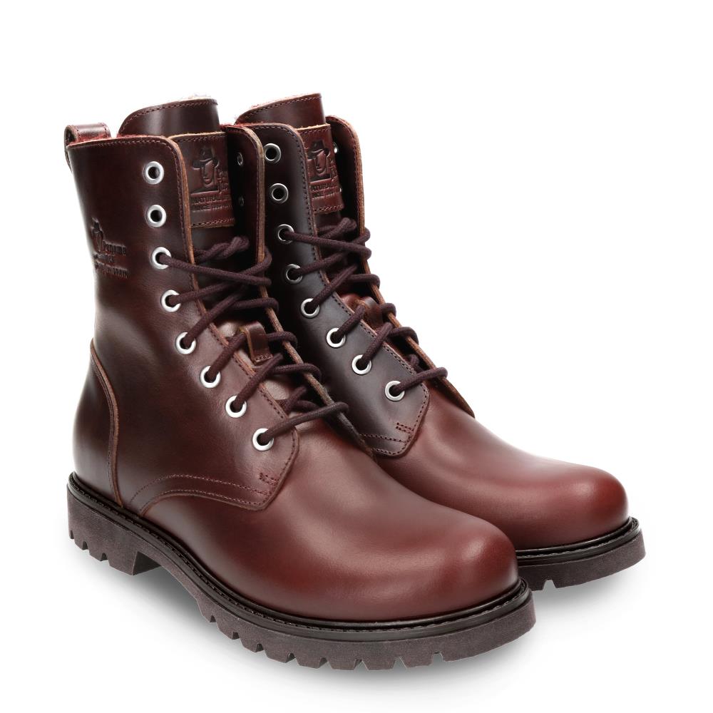 Imagen 6 de Botas militares en piel con forro de pelo sintético - Burdeos Burdeos