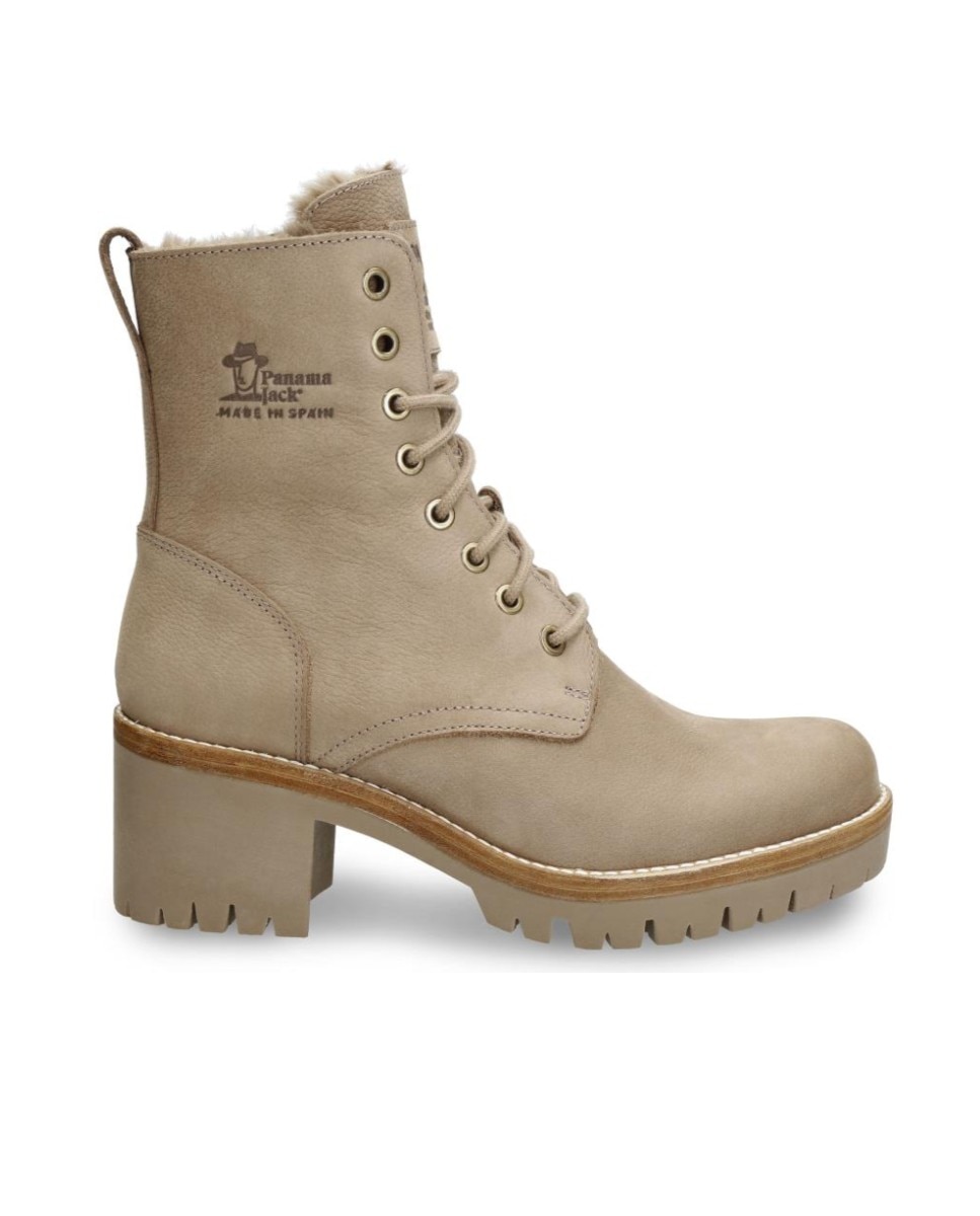 Botas militares en piel con forro de pelo sintético - Panama Jack - Beige Beige-1