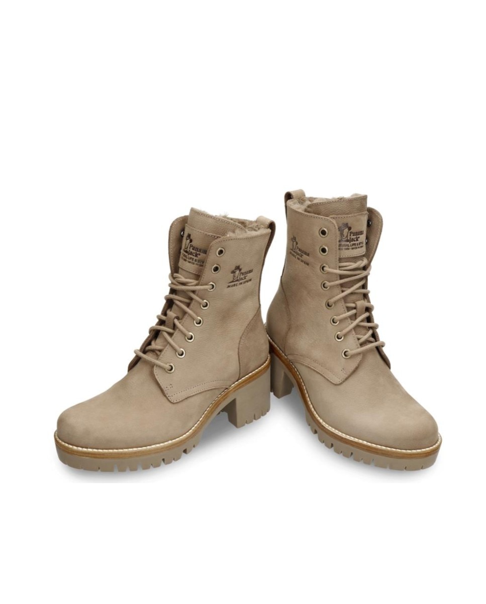 Botas militares en piel con forro de pelo sintético - Panama Jack - Beige Beige-3