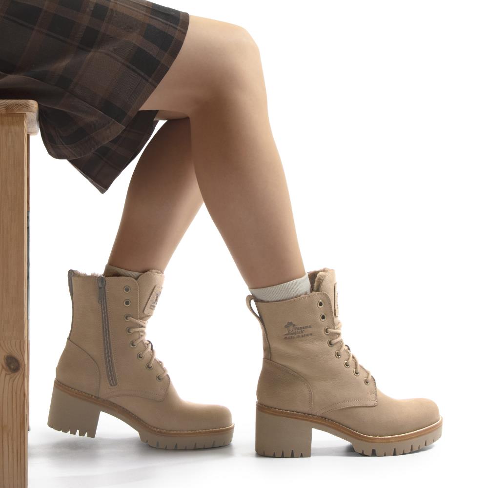 Botas militares en piel con forro de pelo sintético - Panama Jack - Beige Beige-2