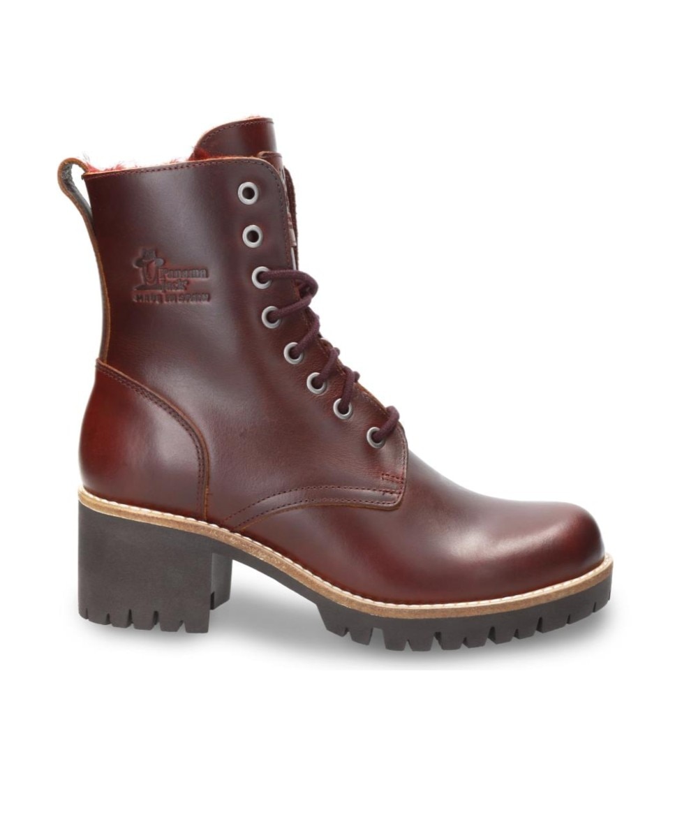 Botas militares en piel con forro de pelo sintético - Panama Jack - Burdeos Burdeos-1