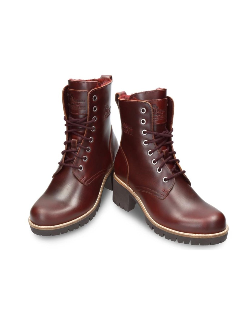 Botas militares en piel con forro de pelo sintético - Panama Jack - Burdeos Burdeos-2