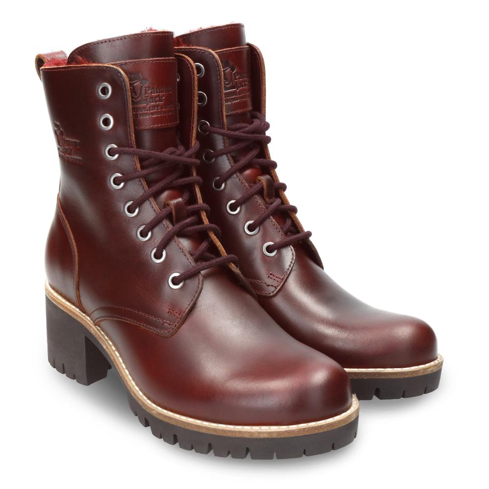 Botas militares en piel con forro de pelo sintético - Panama Jack - Burdeos Burdeos-5