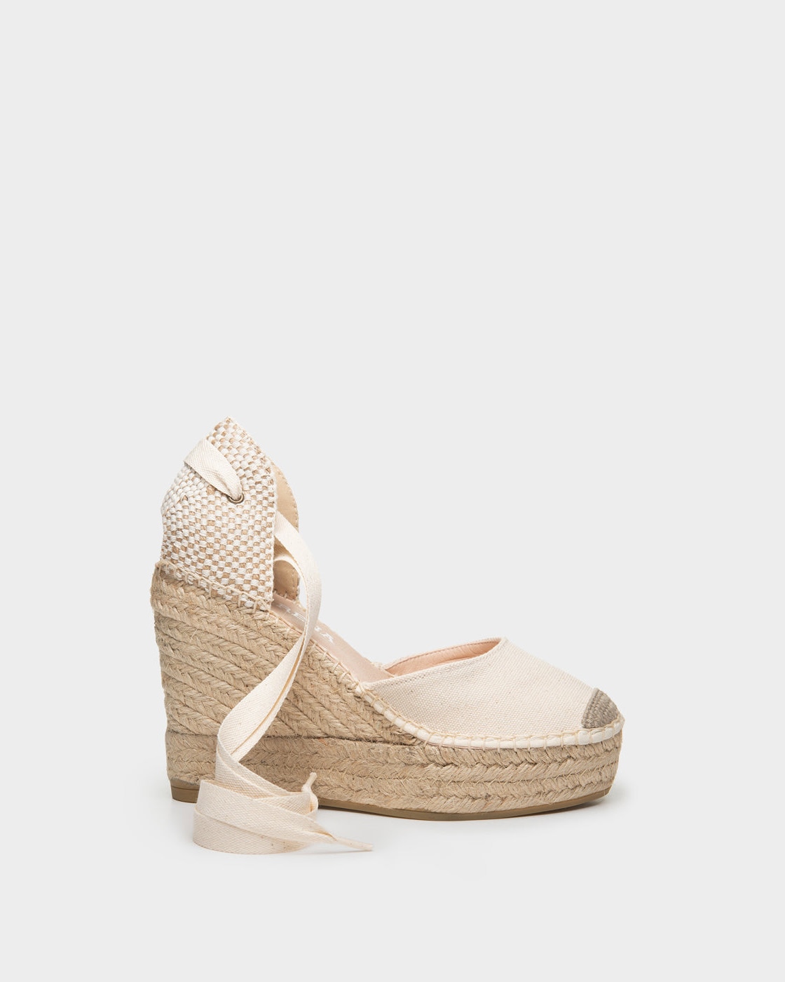 Alpargatas de esparto con cuña en algodón orgánico crudo - Macarena - Beige Beige-3