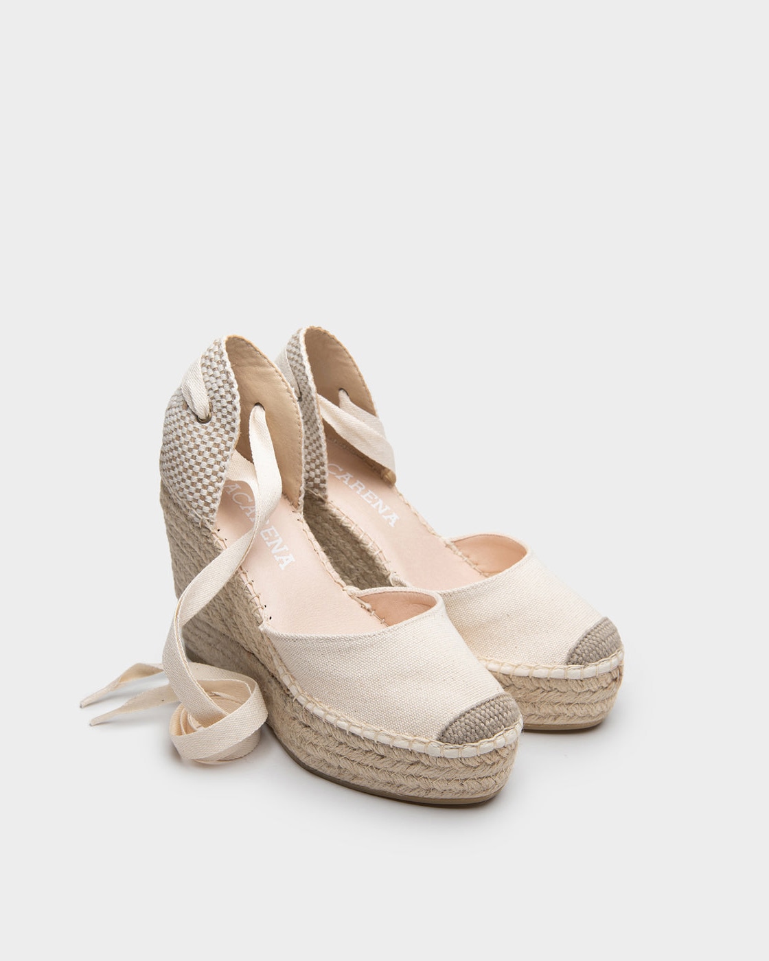 Alpargatas de esparto con cuña en algodón orgánico crudo - Macarena - Beige Beige-2