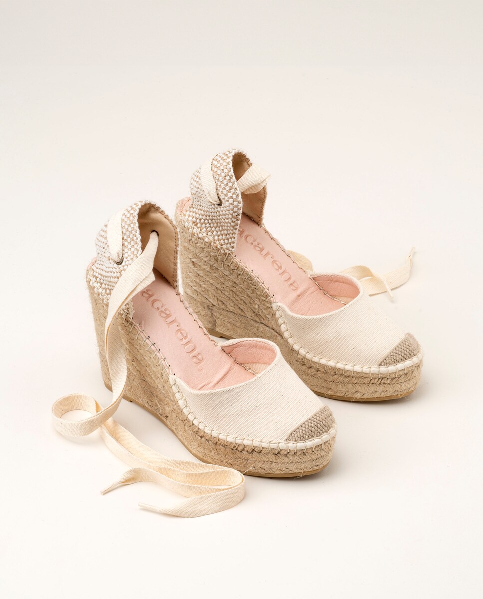 Alpargatas de cuña de mujer con plataforma elaborada en algodón